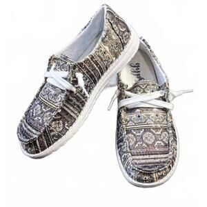 NEW GYPSY JAZZ women's bedazzle slip on sneakers in toupe